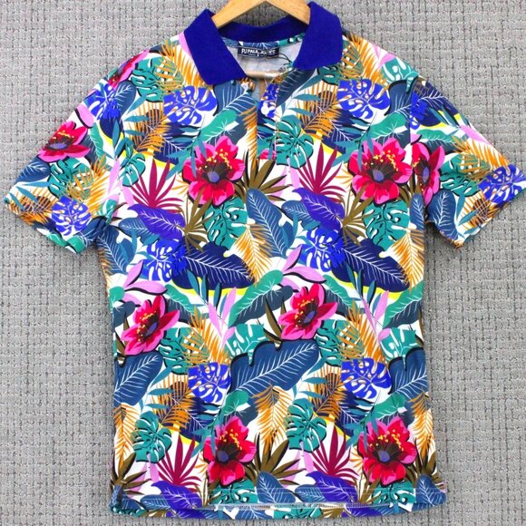 PJ Paul Jones Polo Shirt Mens Small S Multicolor Floral Pattern Short Sleeve NWT - Picture 1 of 10